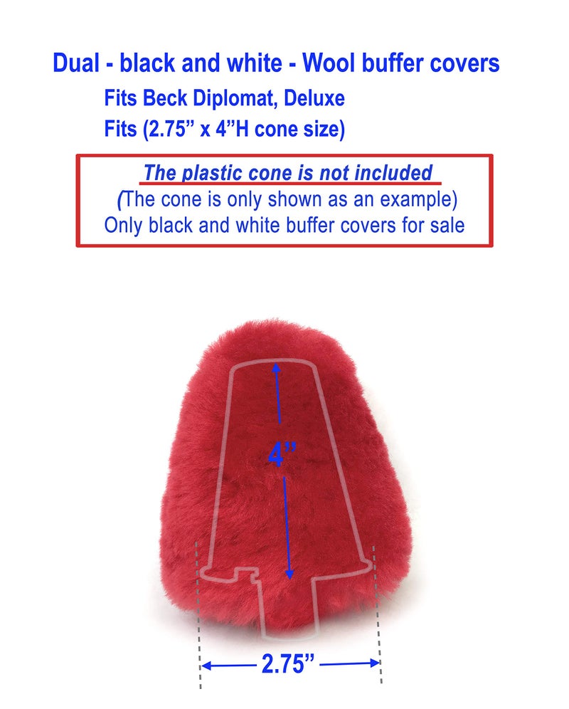 TruePower Large Dual 100% Lamb Wool Buffer Covers Fit 2.75â€Dia x 4â€High - Beck Diplomat, Deluxe Shoe Polishers - Image 2